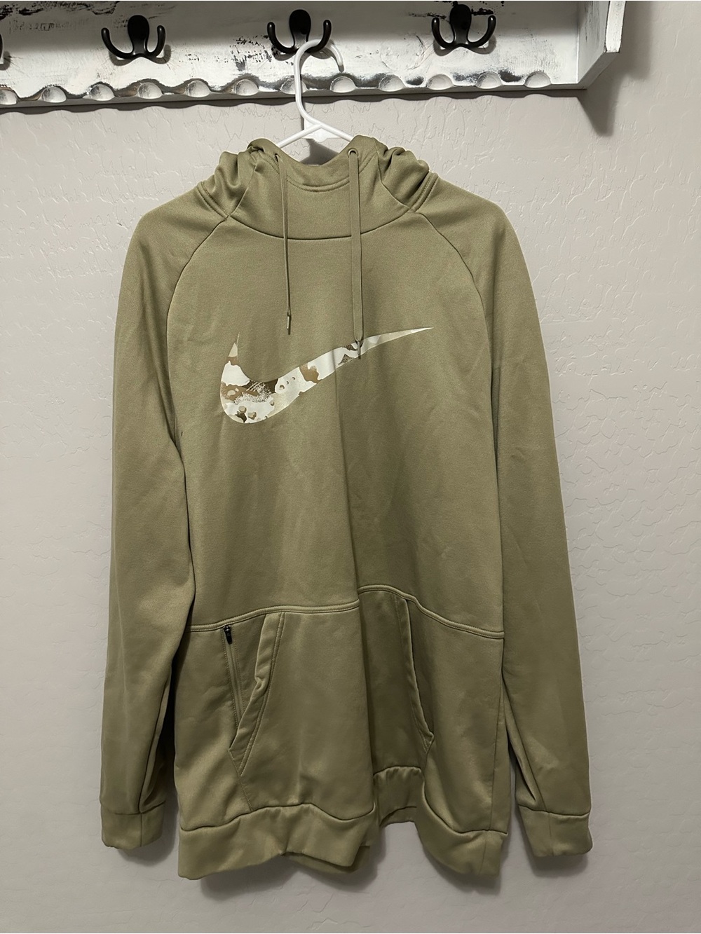 Nike Men’s Desert Sand Pullover Hoodie with Camo Swoosh